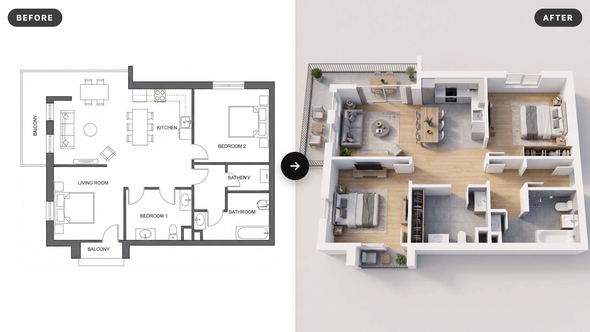 AI 3D Floor Plan Renderer: Floor Plan to 3D Render