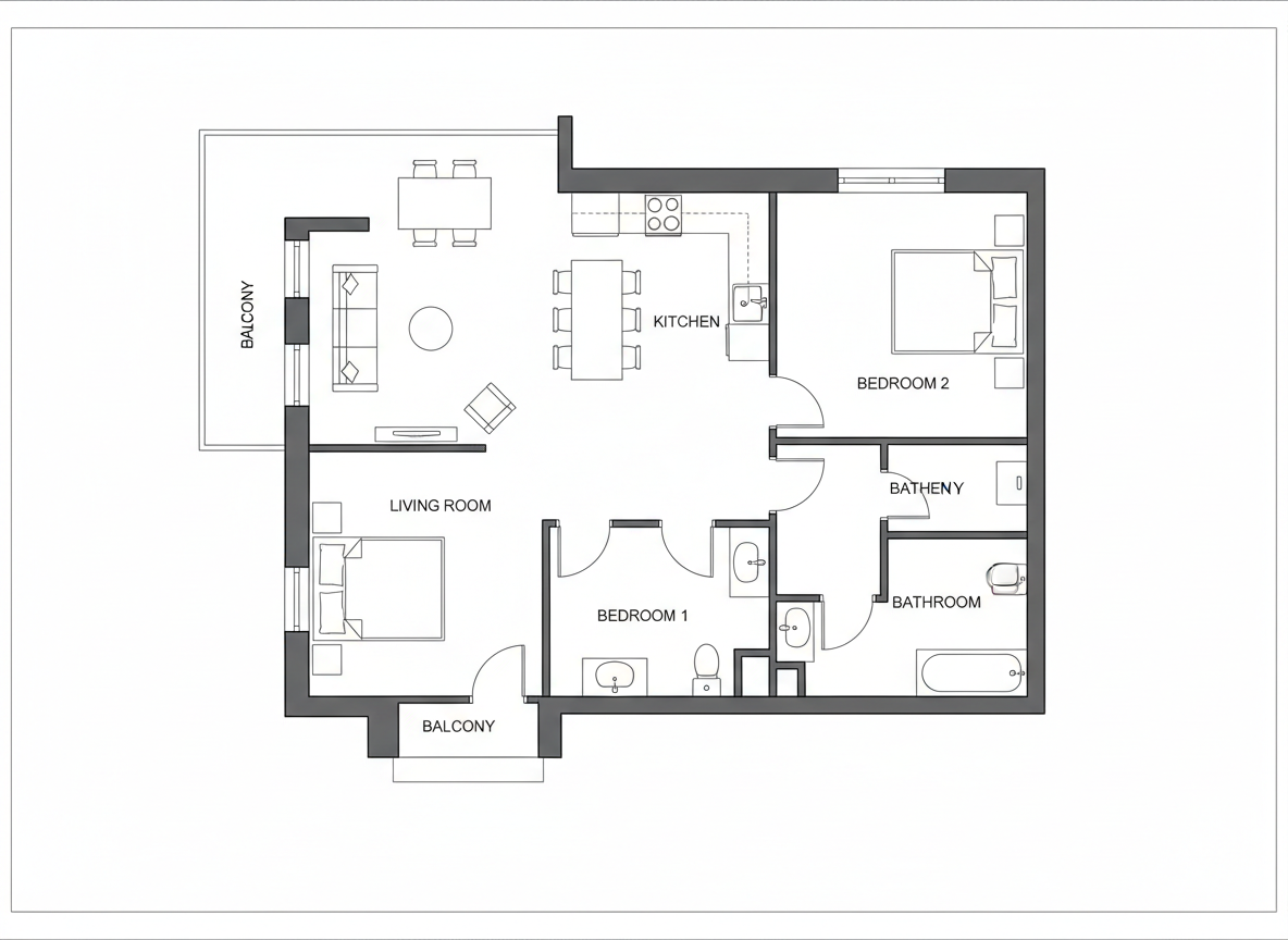 AI 3D Floor Plan Renderer: Floor Plan to 3D Render example 1, Floor plan